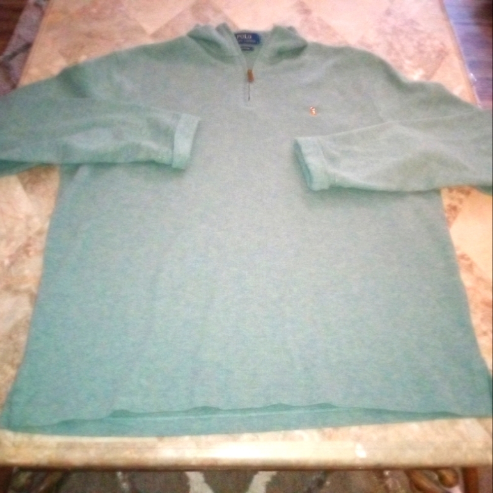 Men's Polo Ralph Lauren XL Cotton Estate Rib Heather Green Pullover